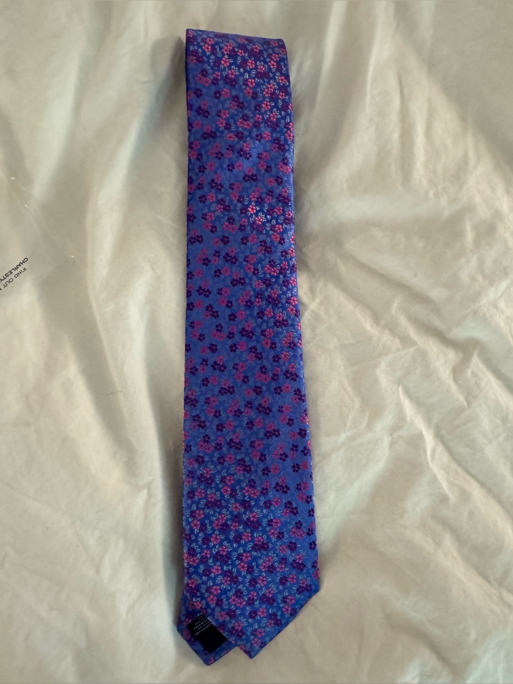Charles Tyrwhitt Blue Tie with Pink and Purple Floral Pattern